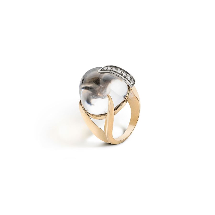 Anello 'Solis' bicolor con cristallo SOLIS | AN CABBRO RIP ARG ZIRC BIA